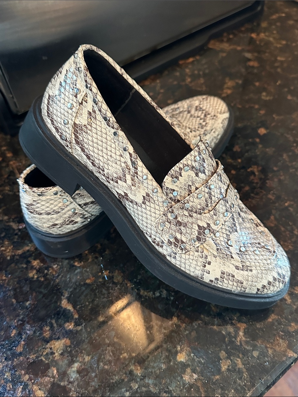 Women's Snake-Print Loafer in Neutral Tones
